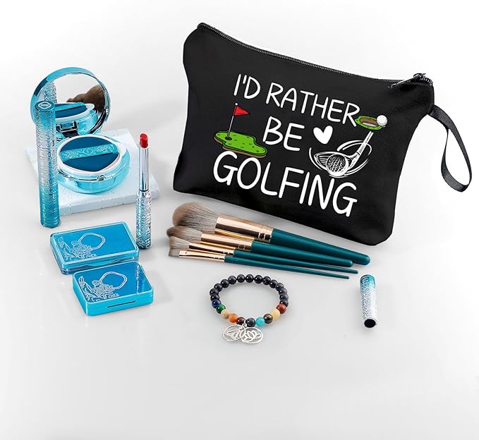 ARIOSEY Golf Gifts for Women, Black Makeup Bag and Golf Accessory Pouch