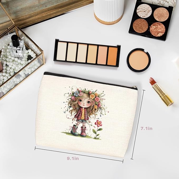 Cute Girl Makeup Bag, Flower Travel Makeup Case Cosmetic Bags for Women