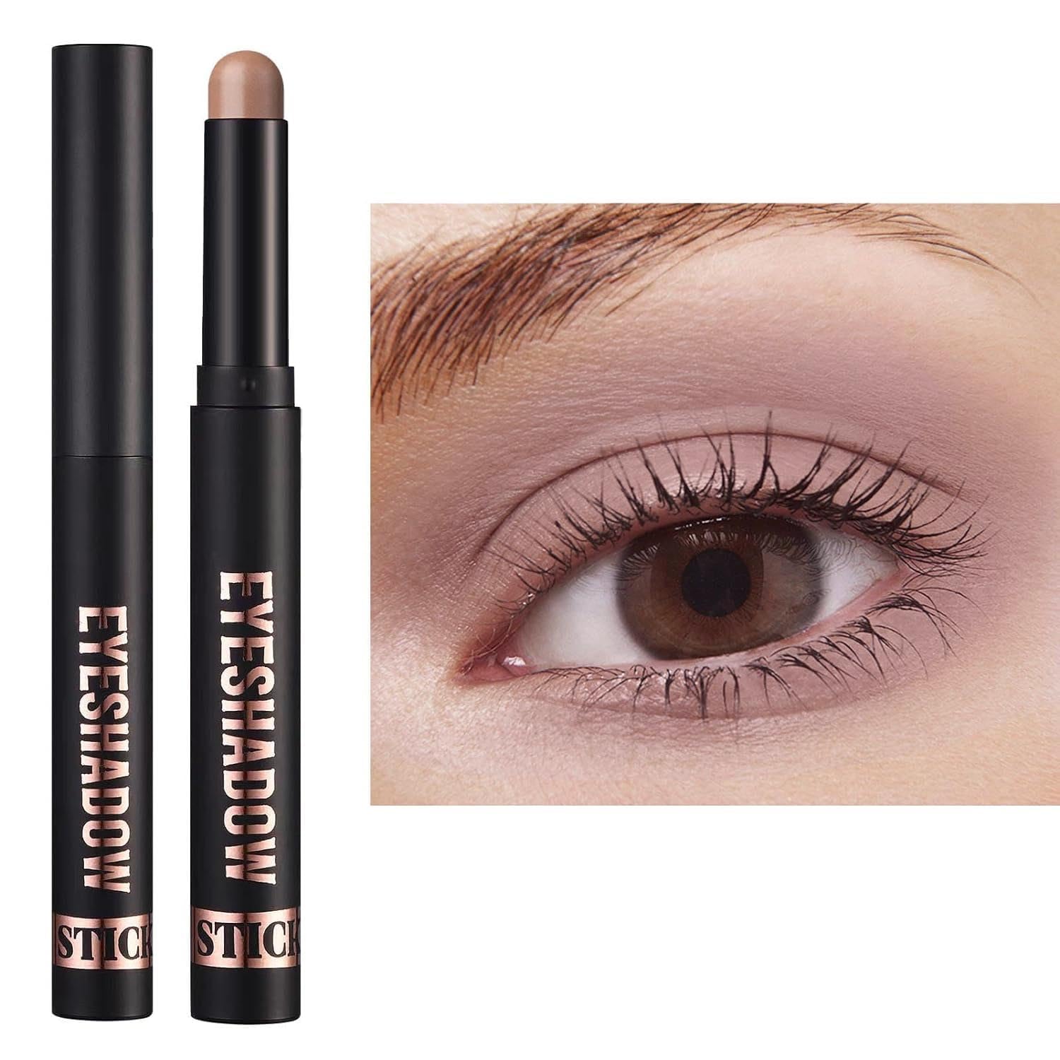 Mefyhtune Light Taupe Nude Eyeshadow Stick Matte Eyeshadow Pencil Makeup, High Pigment Crease-proof Eye Shadow Brightener stick, Hypoallergenic Waterproof Long Lasting Eye Highlighter Stick (19#)