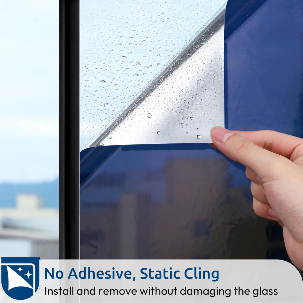 rabbitgoo Window Privacy Film One Way, 35.4" x 118.1", Blue Silver