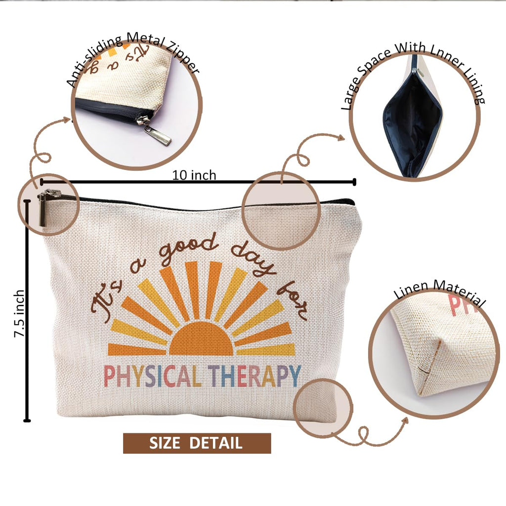 QGFM Makeup Bag for Physical Therapists - Appreciation Gift for Women, Cosmetic & Toiletry Bag for Good Days in Therapy