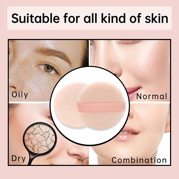 Zvrlampro 4 Pieces Cotton Powder Puff, Soft Makeup Puff for Loose Powder Foundation, Face Puff Pads Body Cosmetic Foundation (Nude, 3.15 Inch)