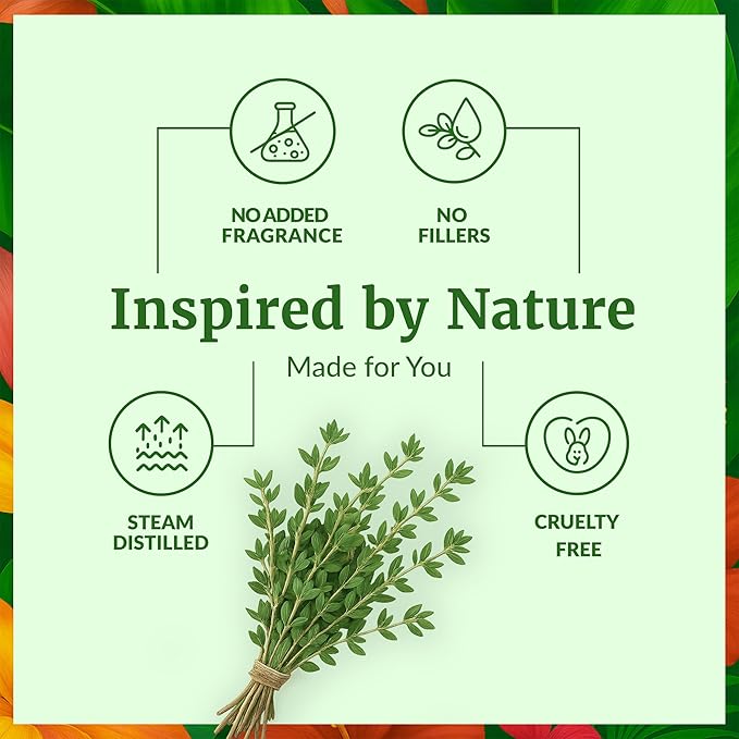 SVA Thyme Essential Oil 4 Fl Oz – for Diffuser, Skin & Hair Care – Ideal for Massage & DIY Blends – with Dropper