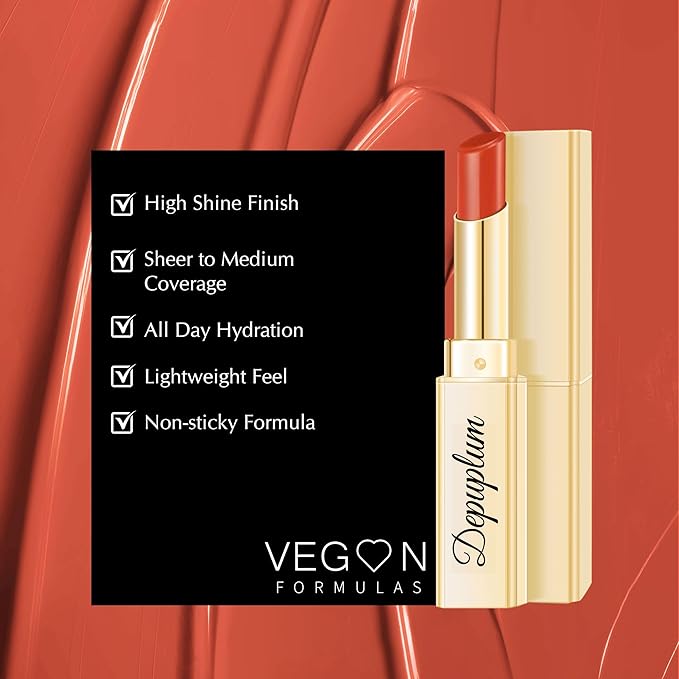 Coral Red Lipstick for Women Moisture Lip Gloss Sheer Tinted Lip Balm