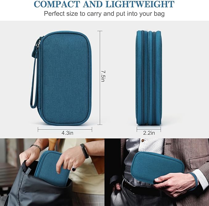 FYY Electronic Organizer, Travel Tech Pouch Bag, Cable Organizer Dark Green