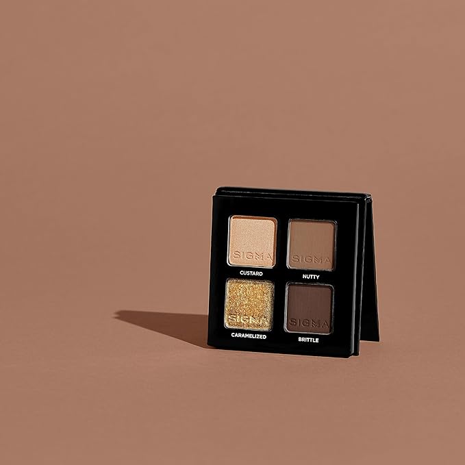 Sigma Beauty Crème Brûlée Eyeshadow Quad — Makeup Eyeshadow Quad with a Buttery Soft Formula and Buildable, Blendable Shades for a Flawless Eye Look, Designed for All Day Wear