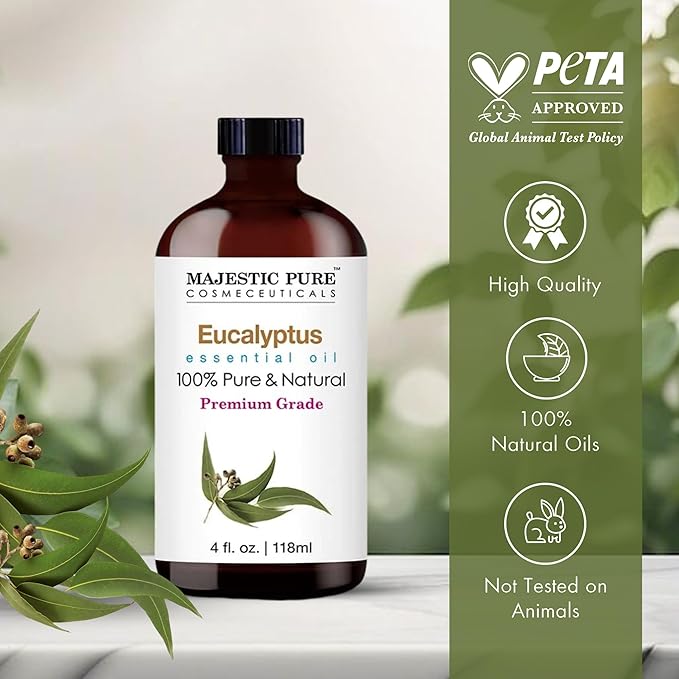 Majestic Pure Eucalyptus Essential Oil for Diffuser - 4 Fl Oz (Pack of 2)
