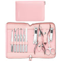 FAMILIFE Manicure Set Professional Manicure Kit Nail Kit - 11PCS Gifts for Her Nail Clippers for Women Stainless Steel Pedicure Sets Pink Leather Case