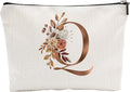 YKYENR A-Z Boho Personalized Cosmetic Bag-Floral Cotton Letter Makeup Bag With Zipper-Artistic Cosmetic Bag For Travel-Bride,Birthday Gift For Women Daughter Friends-Women Makeup Organizer-A17