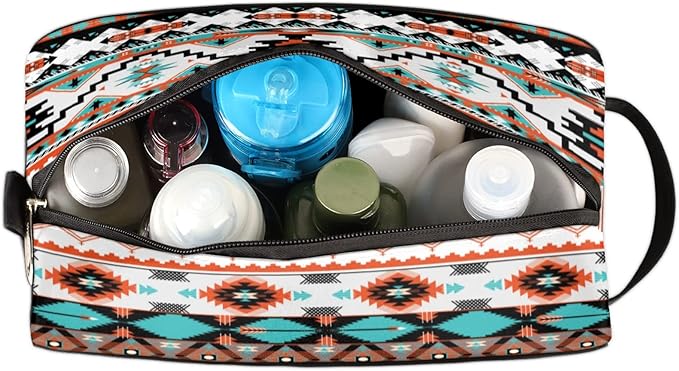 Pardick Aztec Ethnic Aztec Geometric Travel Toiletry Bag for Women Men Organizer Cosmetic Makeup Bag Waterproof Lightweight Shaving Bag Dopp Kit Large Capacity for Toiletries and Shaving Accessories