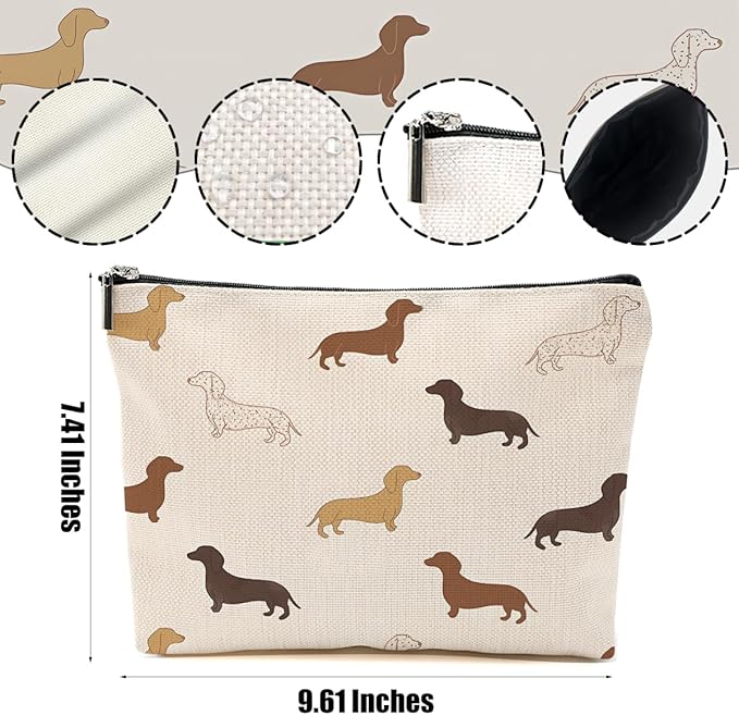 DHKG Dachshund Gifts Makeup Bag Weiner Dog Gifts for Women Girls Dog Lovers
