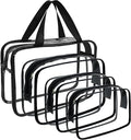 YOQIVEXU 4 Packs Large Clear Cosmetic Bag, Waterproof Clear Makeup Toiletry Organizer Pouch, Reusable PVC Plastic Storage Bags with Zipper for Travel
