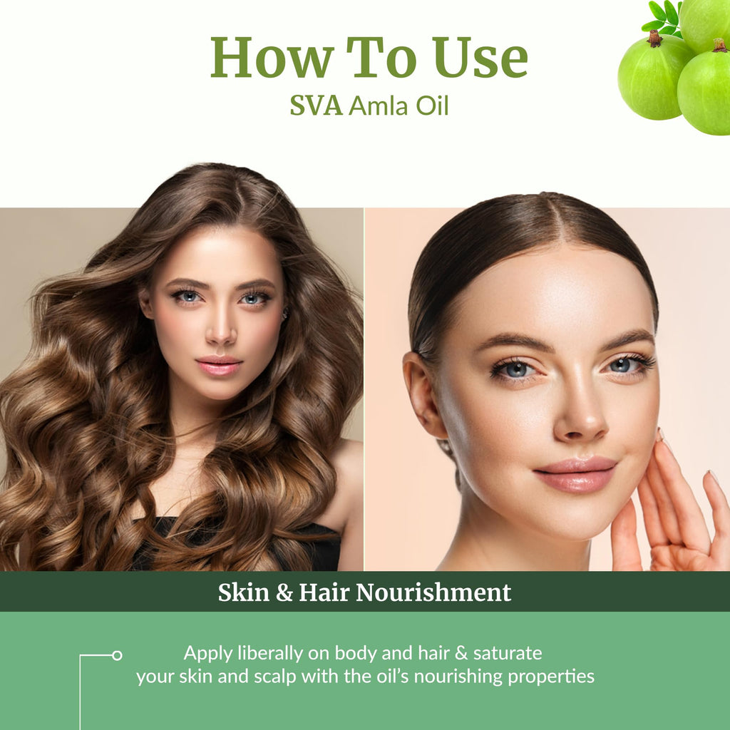 SVA Amla Oil 4oz (118ml) Premium Carrier Oil with Dropper for Hair Care, Hair Oiling, Scalp Massage, & Skin Care