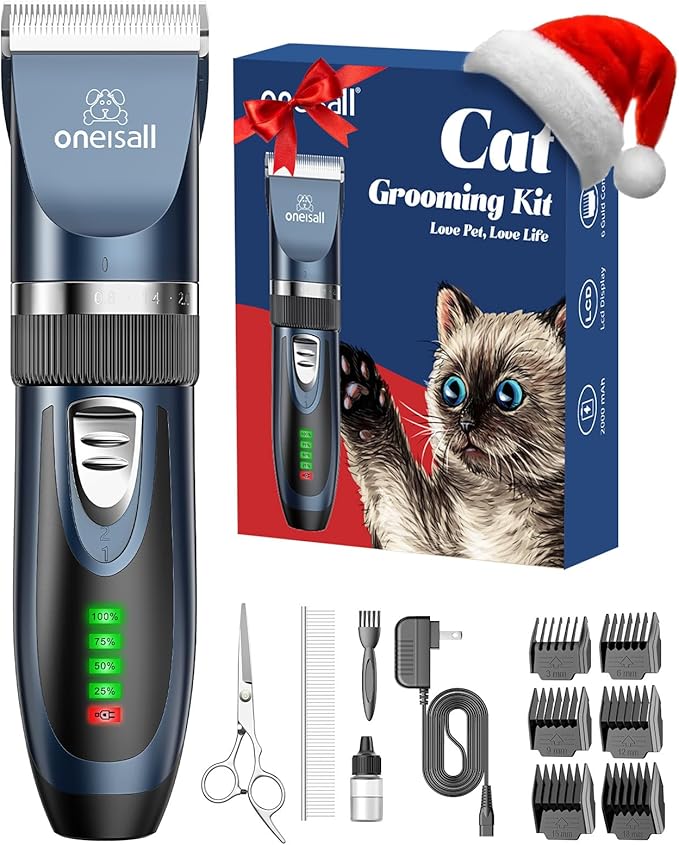 oneisall Quiet Cat Clippers for Matted & Long Hair 2-Speed Cat Grooming Kit