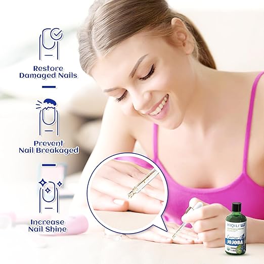 HIQILI Organic Jojoba Oil Cold Pressed for Hair, Nail & Skin Care