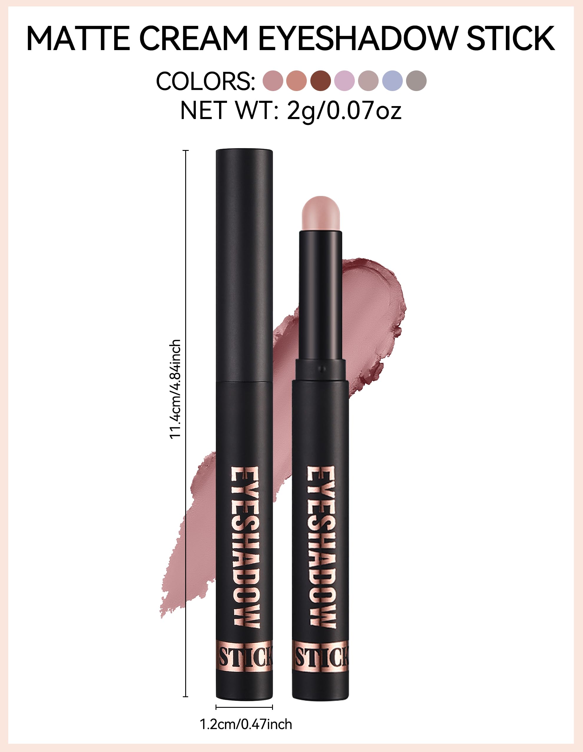 Erinde Waterproof Cream Eyeshadow Stick, Matte Nude Eye Shadow Sticks, Longwear Blendable High Pigmented, Neutral Eye Shadow Sticks Matte for Older Eyes, Smokey Eyeshadow Pencil Crayon, 17 Mauve