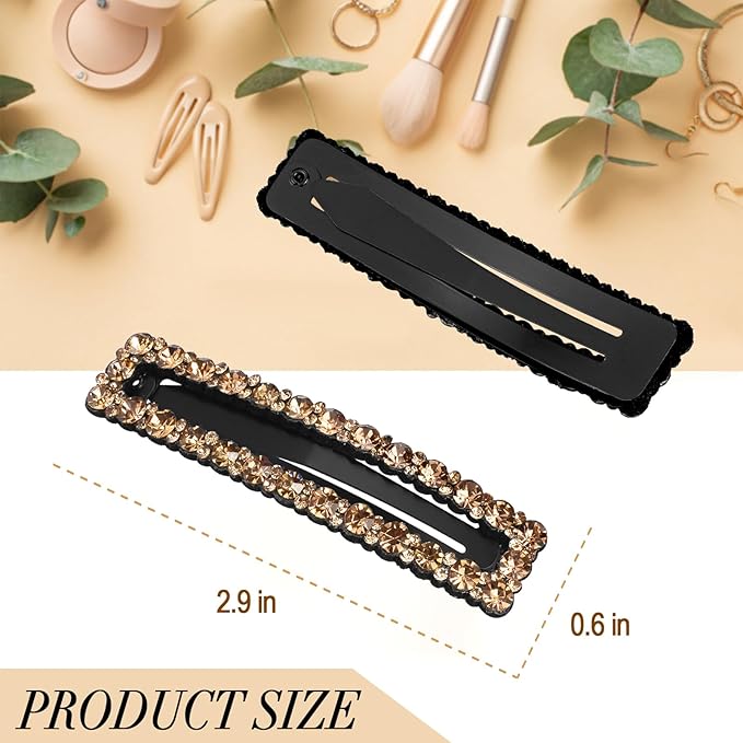 Kanprincess Rhinestone and Crystal Hair Clips 2-Pack, Sparkly Barrettes & Elegant Bling Accessories for Women & Girls(Set4)