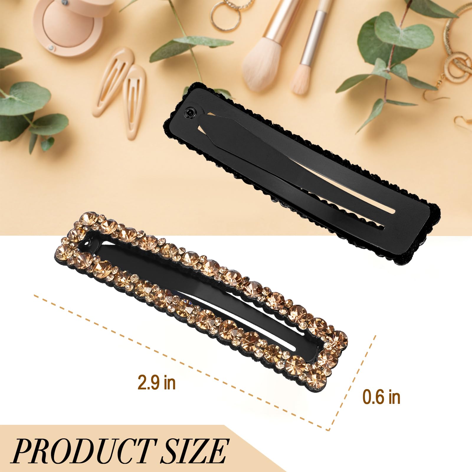Kanprincess Rhinestone and Crystal Hair Clips 2-Pack, Sparkly Barrettes & Elegant Bling Accessories for Women & Girls(Set4)