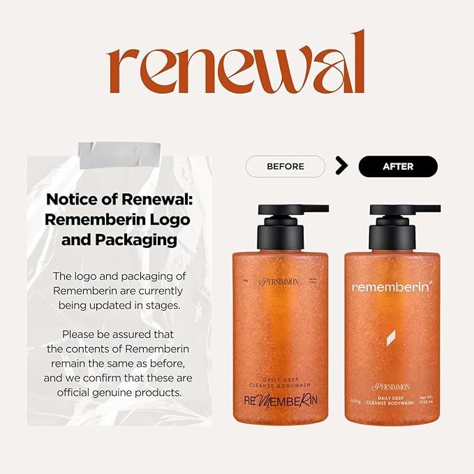 Rememberin Persimmon Body Wash for Aging & Nonenal Odor (17.6 oz / 500g)