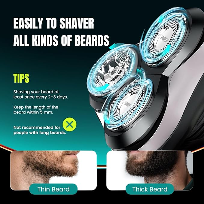 PRITECH Electric Razor for Men Rotary Electric Shavers for Men Cordless