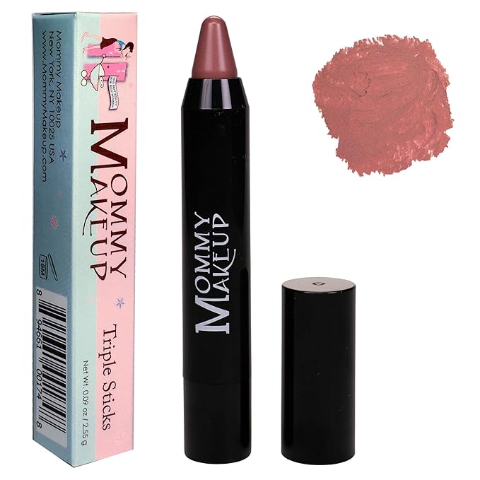 Mommy Makeup Triple Sticks Lipstick, Cream Blush & Treatment All-in-One