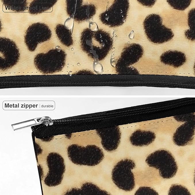 Meaudiwes Travel Cosmetic Bag, Large Makeup Case, Toiletry Bag, Personality Fashion Zipper Cosmetic Case Wild Animal Leopard Print