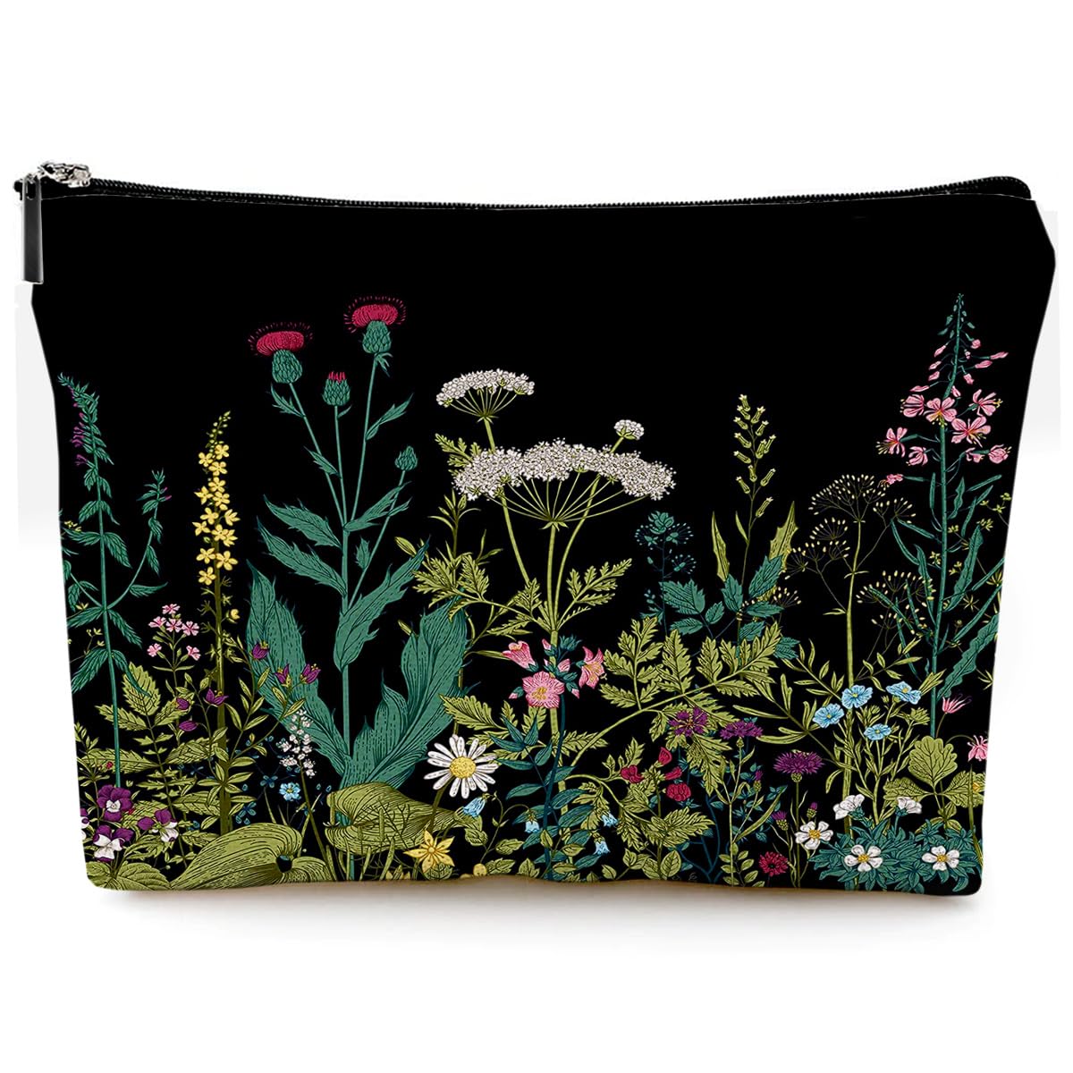Givotin Small Makeup Bag for Purse Cute Canvas Waterproof Cosmetic Bags for Women Zipper Travel Toiletry Pouch-Wildflowers Makeup Bags