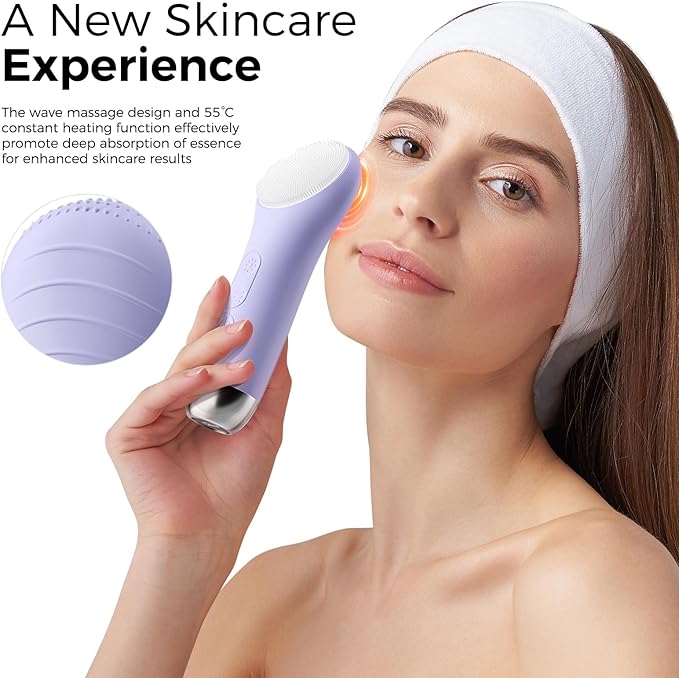 Ccigedy Face Scrubber, Electric Facial Cleansing Brush (Purple)