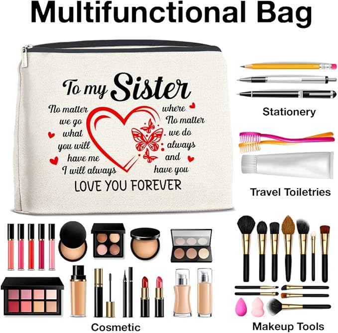 UPNEGE Sister Gifts Makeup Bag Christmas Birthday Gifts for Sister Cosmetic Bag Zipper Makeup Pouch