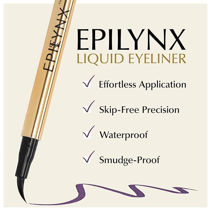 EPILYNX Liquid Eyeliner, Waterproof Hypoallergenic Vegan, Dark Purple, 2mL