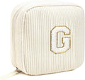 Cute Makeup Bag for Women - Monogram Personalized Initial Makeup Bags Cosmetic Pouch Make Up Case for Women Her Best Friend Friendship Sister Teacher, Easter Gifts for Girls (Letter G, Beige)