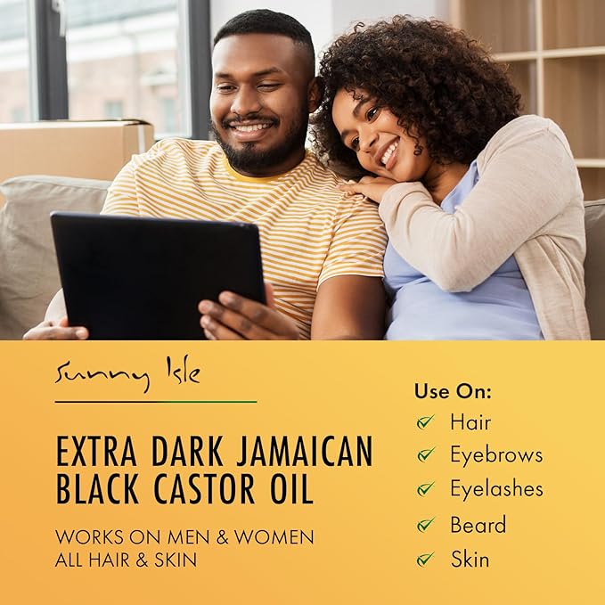 Sunny Isle Extra Dark Jamaican Black Castor Oil 8oz | Hair, Scalp, Skin