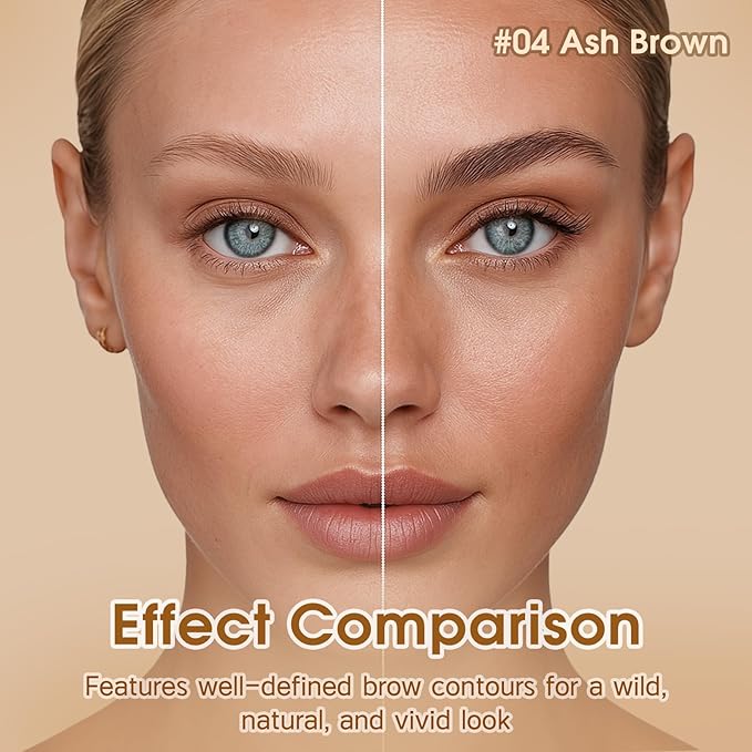 UCANBEMAKEUP Microblading Brow-Fection Brow Eyebrow Pencil – Angled Brush Tip, Wild Natural Hair-Like Strokes, Patented Design, Long-Lasting & Smudge-Proof, for Beginners & Pros(04 Ash Brown）