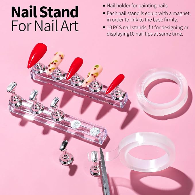 FANDAMEI Nail Art Brushes, Nail Art Tools, Nail Design Tools, Nail Brush Set With Nail Stand, Nail Holder For Painting Nails, 11PCS Nail Brushes For Nail Art, 5PCS Nail Dotting Tool, Nail Art Palette
