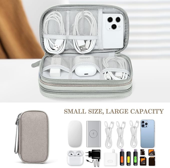 FYY Electronic Organizer, Travel Tech Pouch Bag, Cable Organizer Khaki