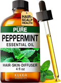 100% Pure Peppermint Oil - 4 Fl Oz Peppermint Essential Oil for Hair, Skin, Diffuser, Aromatherapy & DIY Soap Making Scent