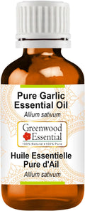 Greenwood Essential Garlic Essential Oil (Allium sativum) Pure | Non-Sticky | Non-Greasy | Lightweight | Men & Women | All Skin Types | Steam Distilled 15ml (0.50 oz)