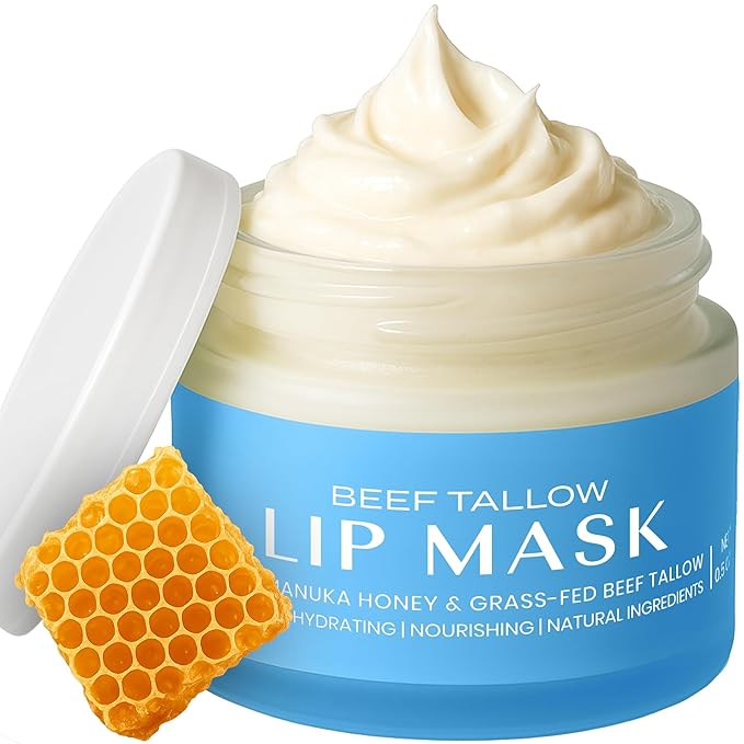 Body Restore Beef Tallow Lip Mask – Fathers Day Gift for Dad from Daughter Son Wife, Peppermint Overnight Hydrating Lip Treatment, Birthday Gifts for Men, Self Care Spa Gifts