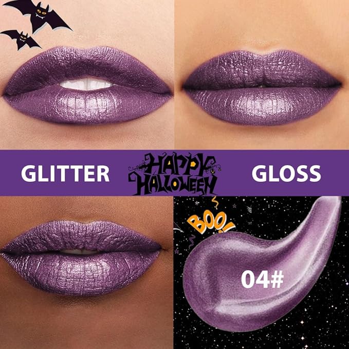 CAKAILA Dark Purple Metallic Lipstick for Women,Glitter Sparkling Liquid Lipstick,Long Lasting Waterproof Lightweight Comfortable Non-Drying Bold Dark Lip Gloss for Gothic Stage Makeup,Vegan