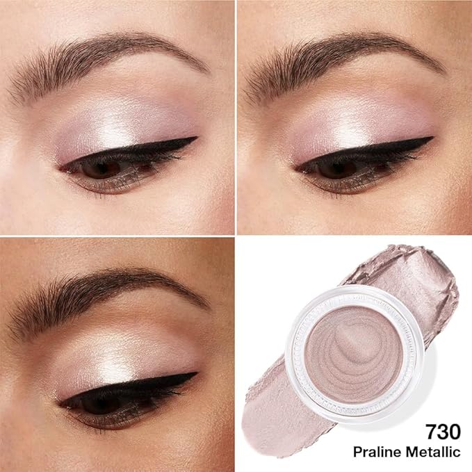 FeiCuiYun Cream Glitter Light Champagne Shimmer Metallic Eyeshadow Palette Makeup For Mature Women, Mini Instant Holographic Eyeshadow, Sombras Crema Para Ojos, Talc, Paraben & Cruelty Free, 730