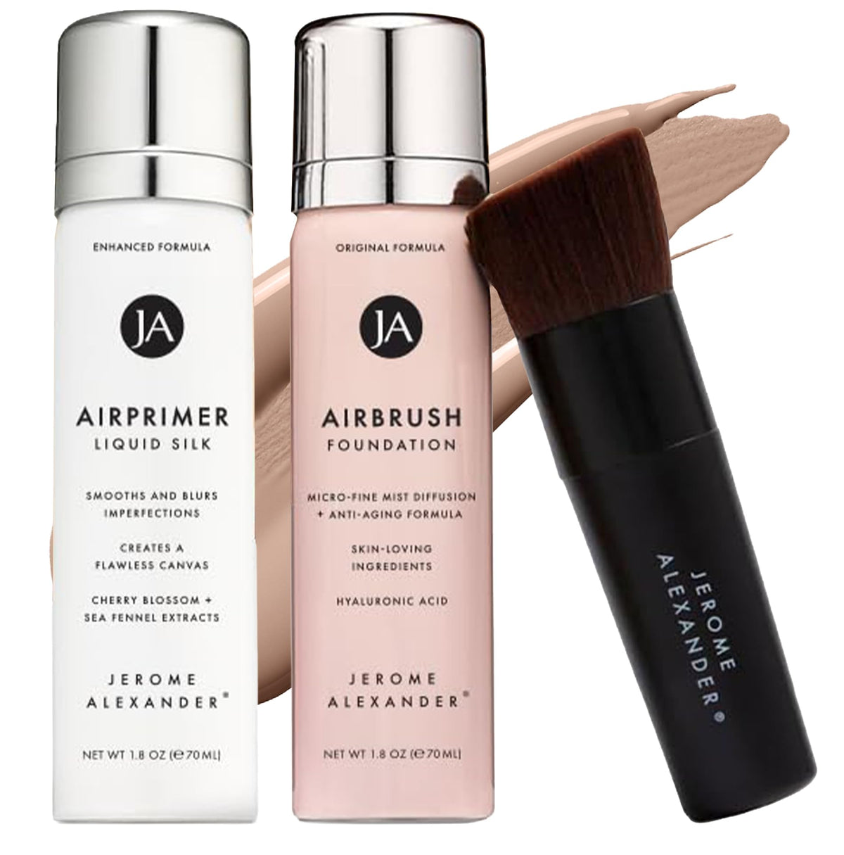 Jerome Alexander Airbrush Foundation & Setting Spray 3pc Set - Cognac