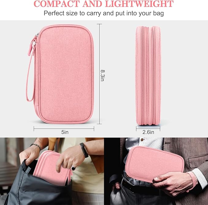FYY Electronic Organizer, Travel Tech Pouch Bag, Medium, Pink