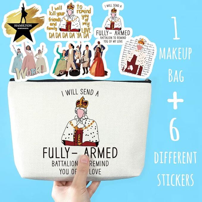Azteoiz Fun Makeup Bag and 5 Stickers Hamil-ton Musical Gift