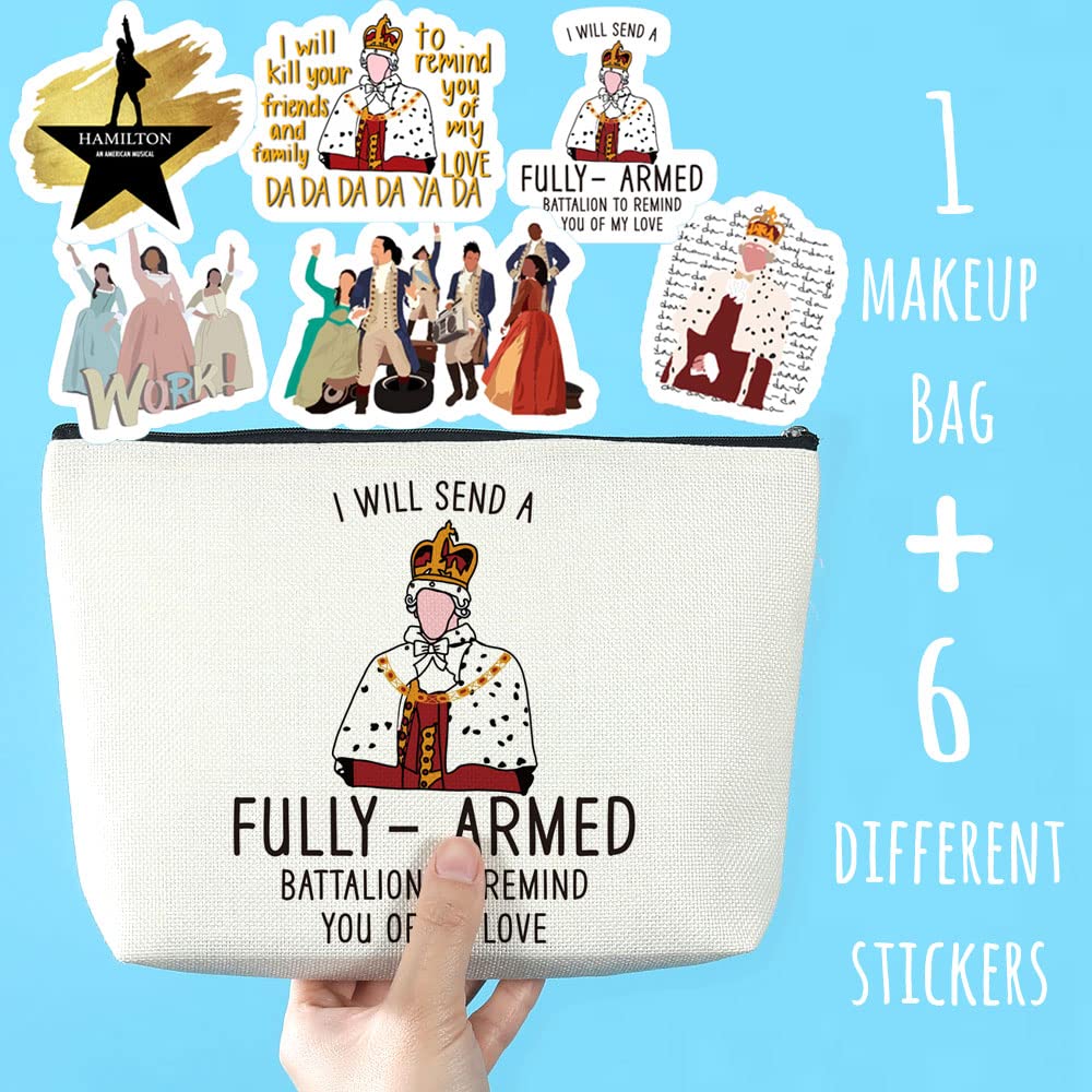 Azteoiz Fun Makeup Bag and 5 Stickers Hamil-ton Musical Gift