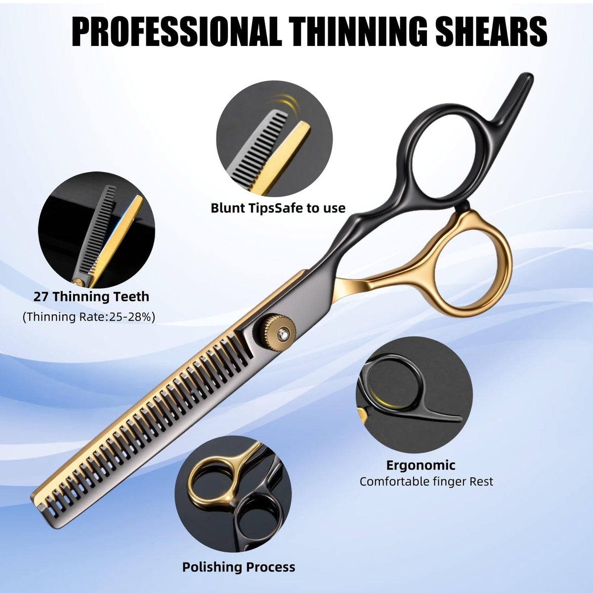 12 PCS Hair Cutting Scissors Kit, 6.5 Inch VG10 Shears for Home & Salon