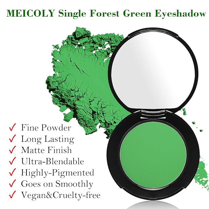 MEICOLY Light Green Eyeshadow with Mirror, Shamrock Forest Green Eye Shadow for St Patricks Day, Matte Eye Shadow Palette for Wicked Witch Elphaba Makeup, High Pigmented & Waterproof