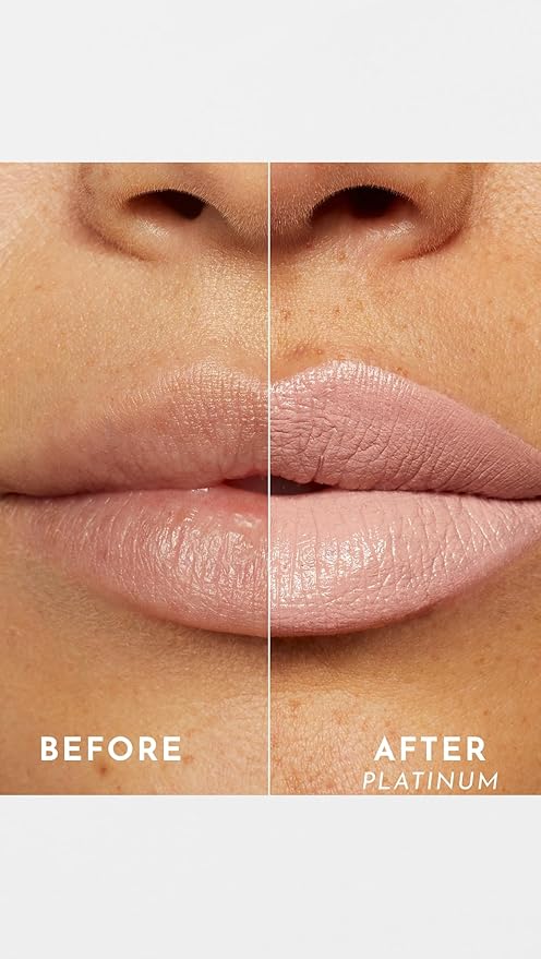 Lawless Women's Forget the Filler Lip-Plumping Line-Smoothing Satin Cream Lipstick, Platinum, 0.1 Ounce
