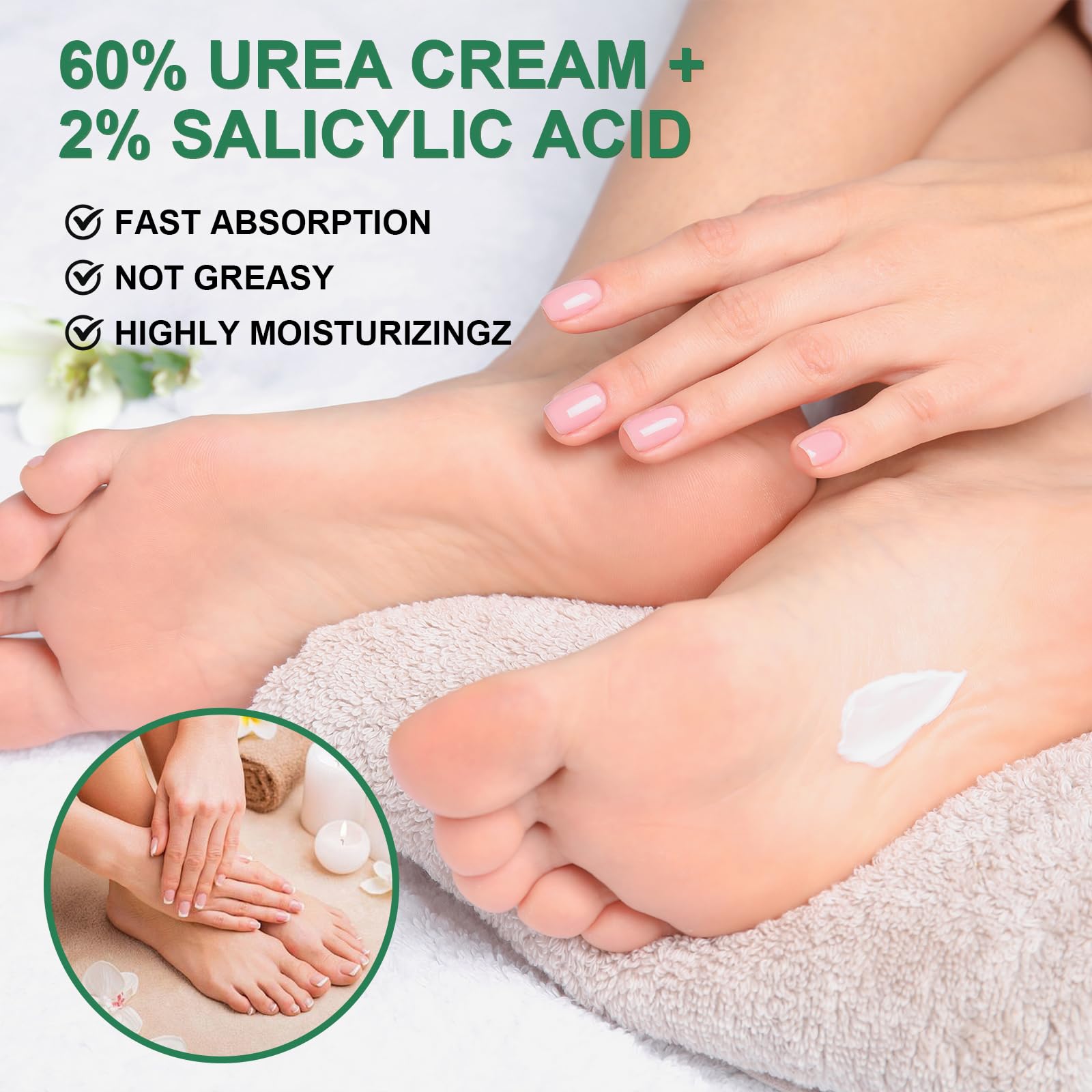 LEBARED Urea Cream 40 Percent For Feet Maximum Strength, Plus 2% Salicylic Acid with Hyaluronic Acid, Urea Foot & Hand Cream for Dry Cracked, 4.6 oz