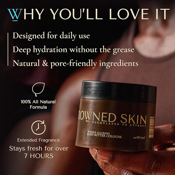 Crowned Skin Reign Body Butter Cologne for Men | Fresh & Nautical | Scented with Pink Pepper & Bergamot | Infused with Natural Shea & Mango Butters | All-Day Fragrance | 4.4oz