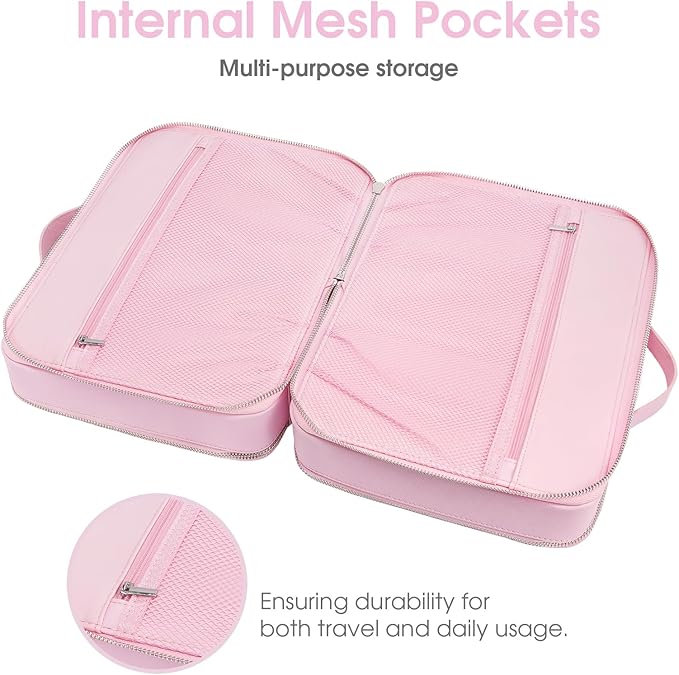 idoltimes Clear Makeup Bag,Large Toiletry Case for Women,PU Leather Travel Cosmetic Bag,Detachable Makeup Case,Double Compartment Make up Organizer